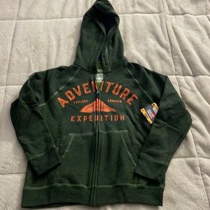 Hanes Bus Stop Sweats green youth hooded zip up sweatshirt, size Medium NEW